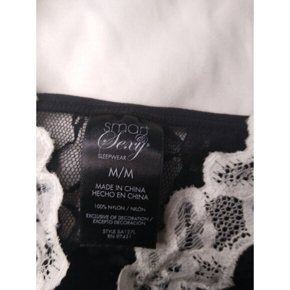 Smart & Sexy Sleepwear Womens M Lingerie Black All Lace Nightie Slip Dress Sheer - Picture 6 of 7